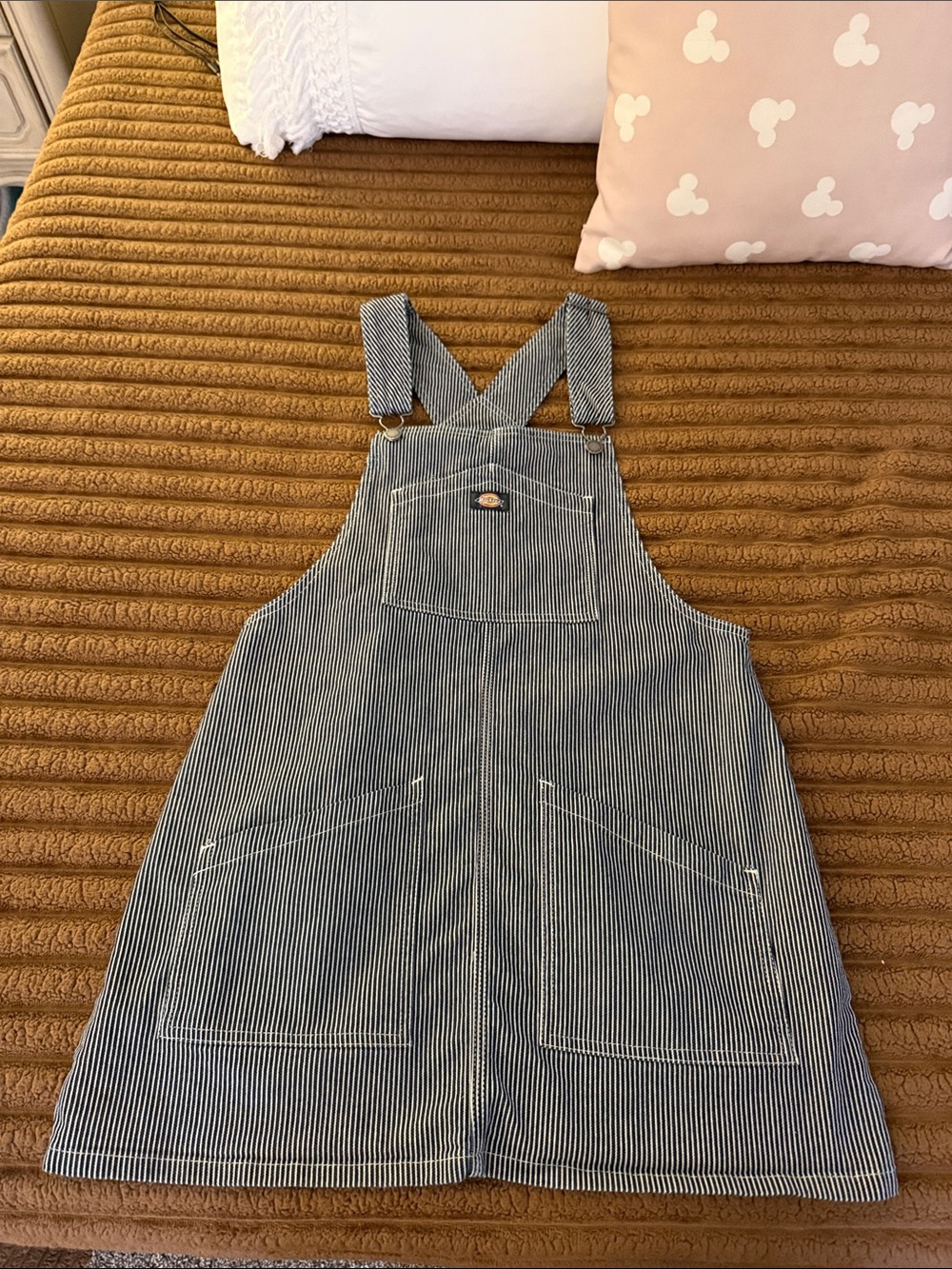Dickies Blue and White Pinstripe Utility Pinafore Dress